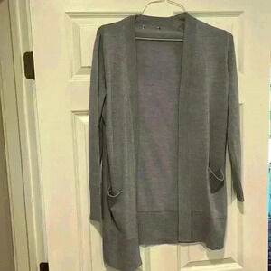 Women’s Open Cardigan M Lilac Long Lines Ribbed Cuffs & Hem Soft Classy No Tags